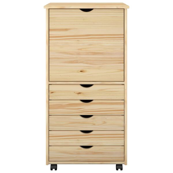 vidaXL Cabinet roulant Marron 53 x 39 x 103 cm Bois de Pin Massif