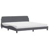 vidaXL Lit avec matelas Dover gris fonc&eacute; 200x200 cm velours