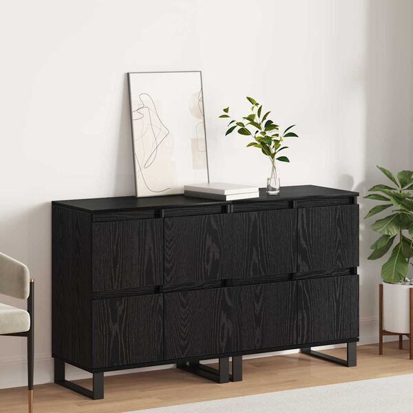 vidaXL Buffet 2 pcs Ch&ecirc;ne noir 60 x 35 x 70 cm