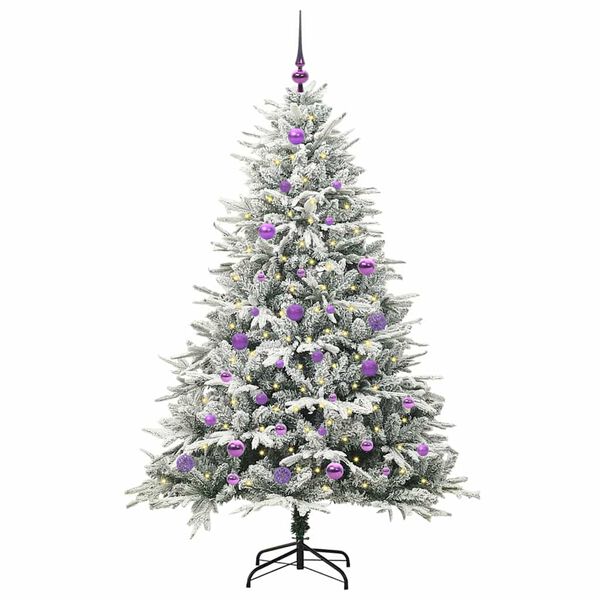vidaXL Arbre de No&euml;l artificiel pr&eacute;-&eacute;clair&eacute; avec ensemble de boules