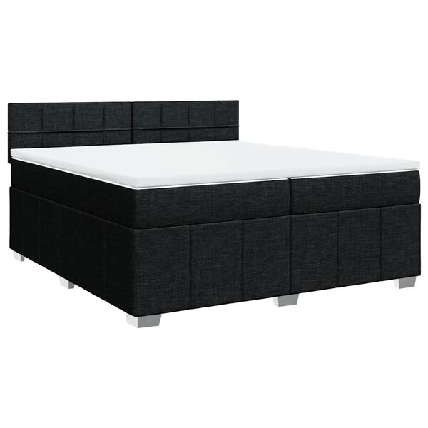 vidaXL Sommier &agrave; lattes de lit avec matelas Noir 200x200 cm Tissu