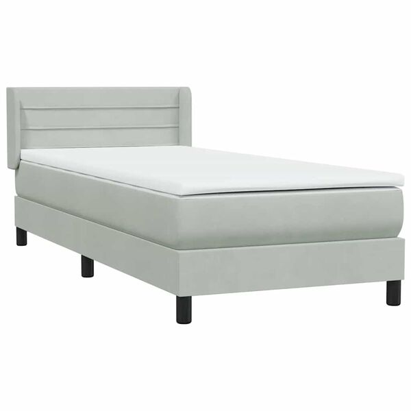 vidaXL Sommier &agrave; lattes de lit et matelas gris clair 80x220 cm velours