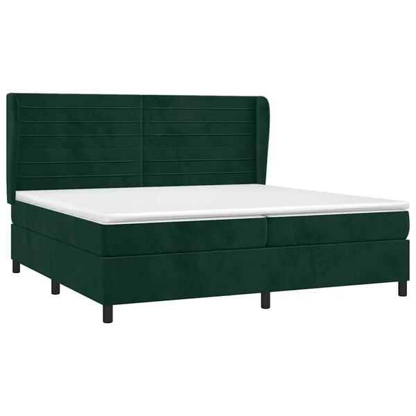 vidaXL Sommier &agrave; lattes de lit et matelas Vert fonc&eacute; 200x200cm Velours