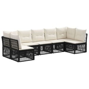vidaXL Ensemble de canap&eacute; de jardin 7 pc Noir polyrotin