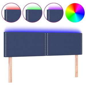 vidaXL T&ecirc;te de lit &agrave; LED Bleu 144x5x78/88 cm Tissu