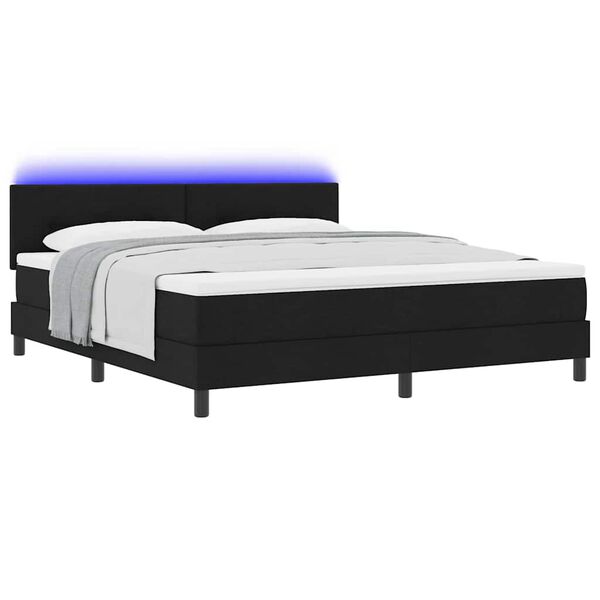 vidaXL Lit &agrave; ressorts avec matelas avec LED Noir 180 x 200 cm tissu