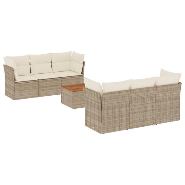 vidaXL Salon de jardin avec coussins 7 pcs beige r&eacute;sine tress&eacute;e