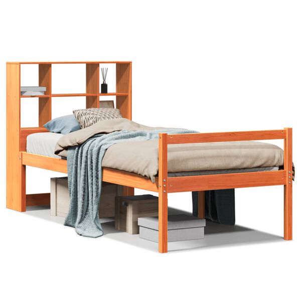 vidaXL Lit biblioth&egrave;que sans matelas cire marron 75x190 cm bois massif