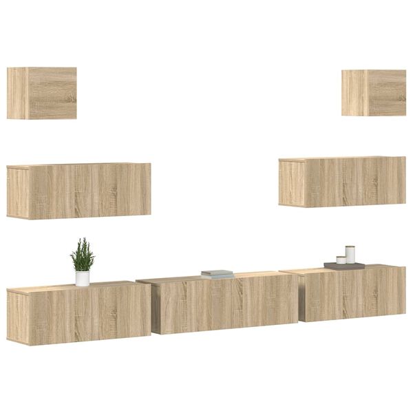 vidaXL Ensemble de meubles TV 7 pcs Ch&ecirc;ne sonoma Bois d'ing&eacute;nierie