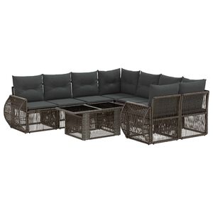 vidaXL Ensemble de canap&eacute; de jardin 9 pc Gris et Gris fonc&eacute; polyrotin