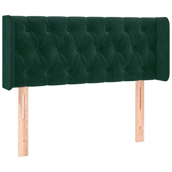 vidaXL T&ecirc;te de lit avec oreilles Vert fonc&eacute; 103x16x78/88 cm Velours