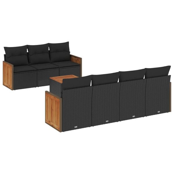 vidaXL Salon de jardin 8 pcs avec coussins noir r&eacute;sine tress&eacute;e