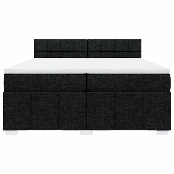vidaXL Sommier &agrave; lattes de lit avec matelas Noir 200x200 cm Tissu