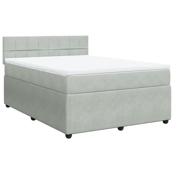 vidaXL Sommier &agrave; lattes de lit et matelas Gris clair 160x200cm Velours
