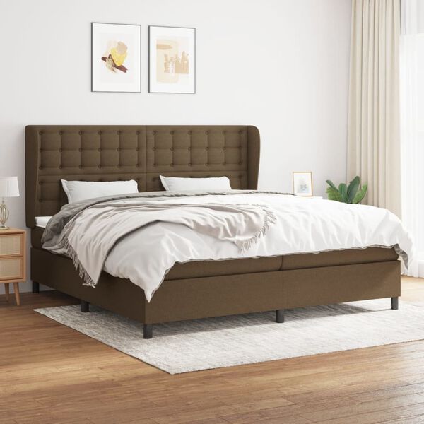 vidaXL Sommier &agrave; lattes de lit avec matelas Marron fonc&eacute; 200x200 cm