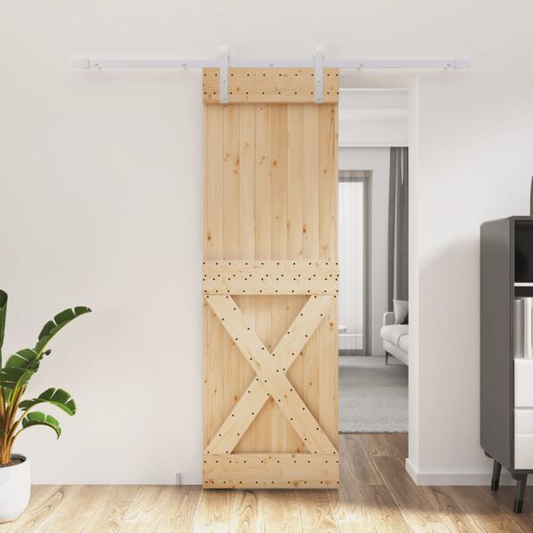 vidaXL Porte coulissante et kit de quincaillerie 70x210 cm pin massif