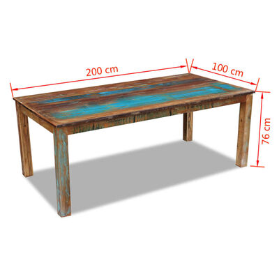 vidaXL Table de salle à manger Bois de récupération 200x100x76 cm