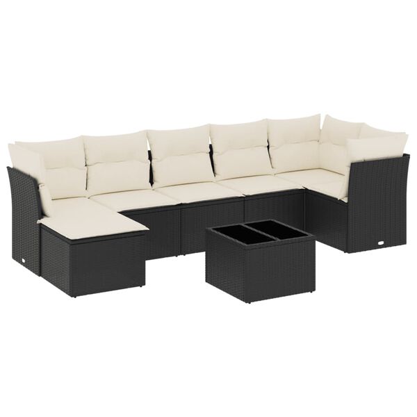 vidaXL Salon de jardin 8 pcs avec coussins noir r&eacute;sine tress&eacute;e