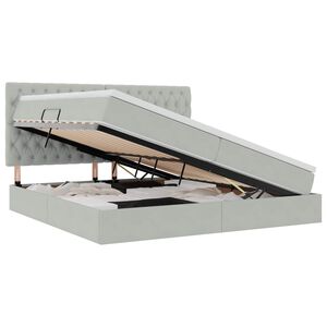 vidaXL Lit avec rangement et LED Gris clair 200 x 200 cm Velours