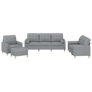 vidaXL Ensemble de canap&eacute;s 4 pcs coussins gris clair tissu