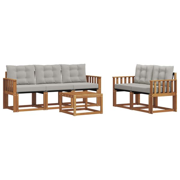 vidaXL Ensemble de canap&eacute;s d'ext&eacute;rieur 6 pcs Gris Naturel et Clair