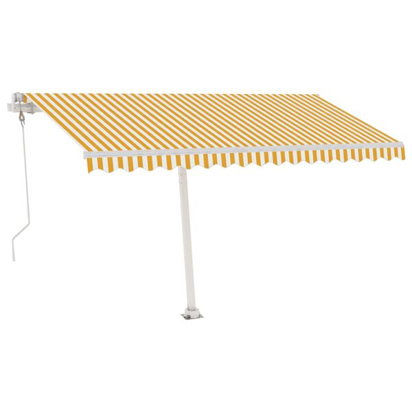 vidaXL Auvent automatique capteur de vent LED 450x350cm Jaune et blanc