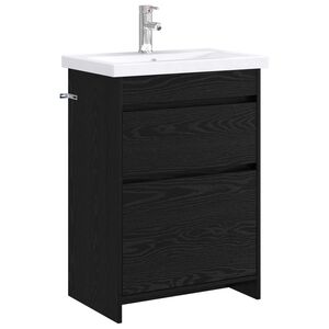 vidaXL Ensemble de mobilier de salle de bain Ch&ecirc;ne noir