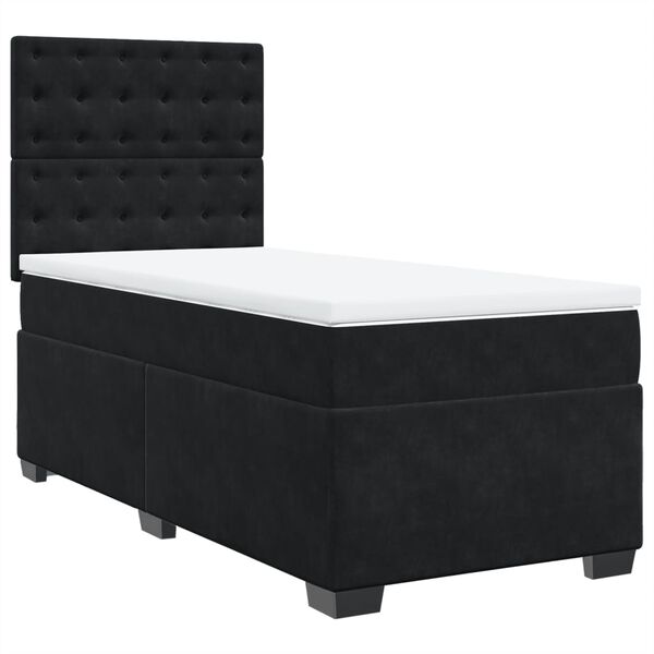 vidaXL Sommier &agrave; lattes de lit avec matelas Noir 100x200 cm Velours
