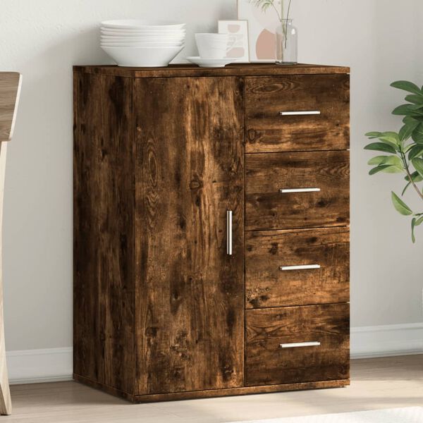 vidaXL Buffet ch&ecirc;ne fum&eacute; 59x39x80 cm bois d'ing&eacute;nierie