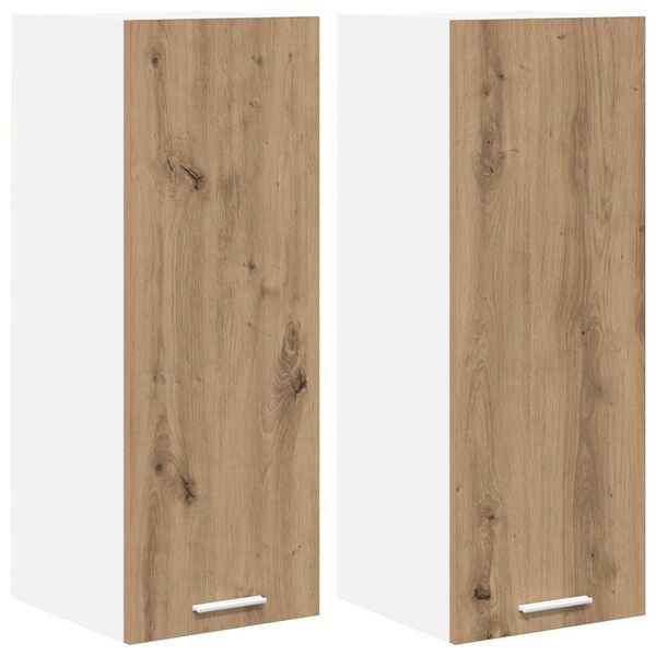 vidaXL Armoire suspendue 2 pcs Ch&ecirc;ne Artisan et Blanc 30 x 31 x 80 cm