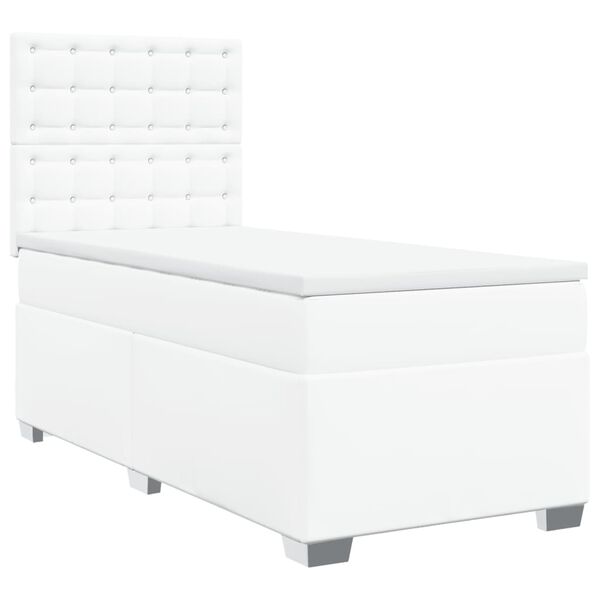 vidaXL Sommier &agrave; lattes de lit avec matelas Blanc 90x190 cm Similicuir
