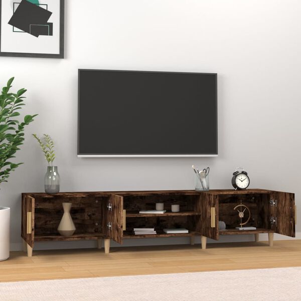 vidaXL Meuble TV chêne fumé 180x31,5x40 cm bois d'ingénierie