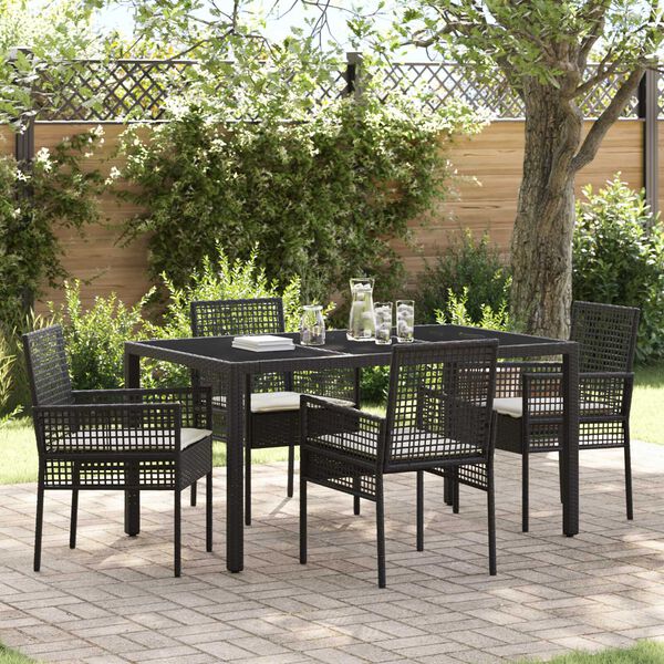vidaXL Ensemble de salle &agrave; manger pour jardin 5 pcs Noir polyrotin