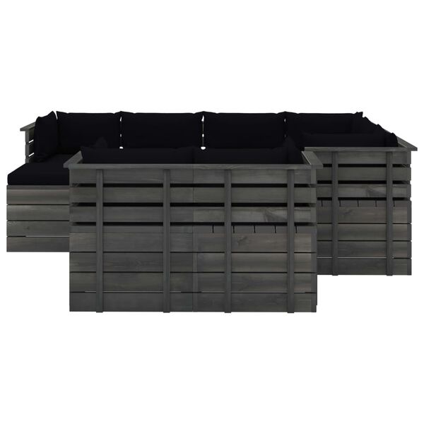 vidaXL Salon palette de jardin 10 pcs avec coussins Bois de pin massif