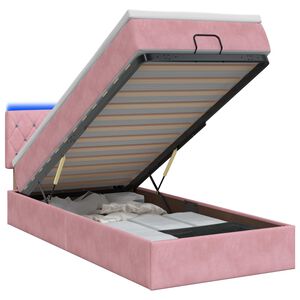 vidaXL Lit coffre avec matelas et LED Rose 100 x 200 cm Velours
