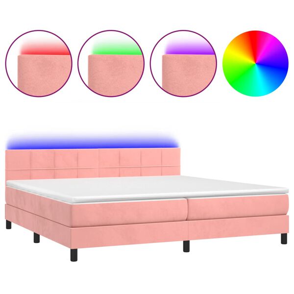 vidaXL Sommier &agrave; lattes de lit avec matelas et LED Rose 200x200 cm