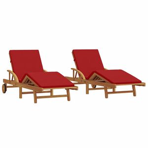 vidaXL Transat 2 pc Bois d'Acacia Massif Rouge