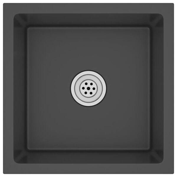 vidaXL Évier de cuisine fait main Noir Acier inoxydable