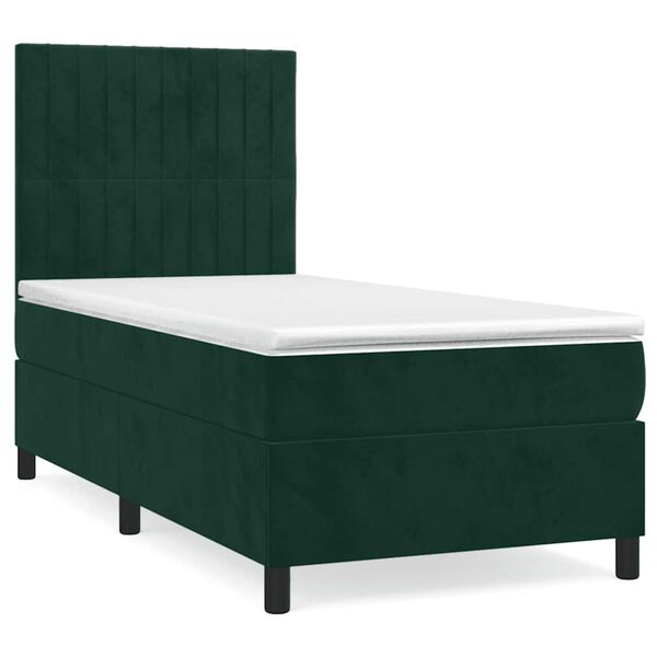 vidaXL Sommier &agrave; lattes de lit et matelas Vert fonc&eacute; 80x200 cm Velours