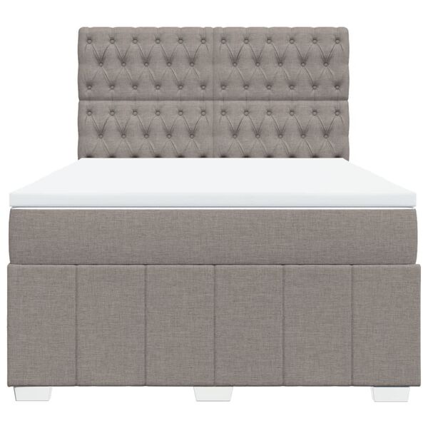 vidaXL Sommier &agrave; lattes de lit avec matelas Taupe 160x200 cm Tissu