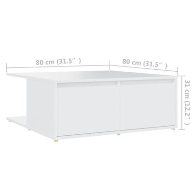 vidaXL Table basse Blanc 80x80x31 cm Aggloméré