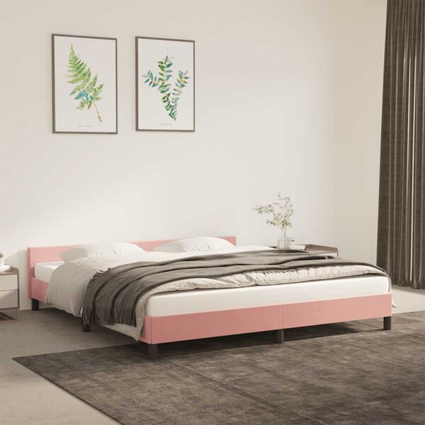 VidaXL Cadre de lit et t&ecirc;te de lit sans matelas rose 180x200cm velours