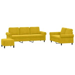 vidaXL Ensemble de canap&eacute;s 3 pcs avec coussins Jaune Velours