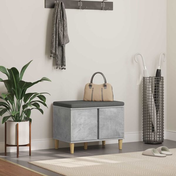 vidaXL Banc d'entr&eacute;e avec coussin Gris b&eacute;ton 60 x 38 x 46 cm