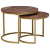 vidaXL Tables basses gigognes 2 pcs Bois de mangue massif et acier