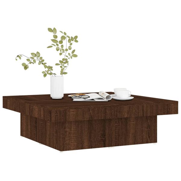 vidaXL Table basse Chêne marron 90x90x28 cm Bois d'ingénierie