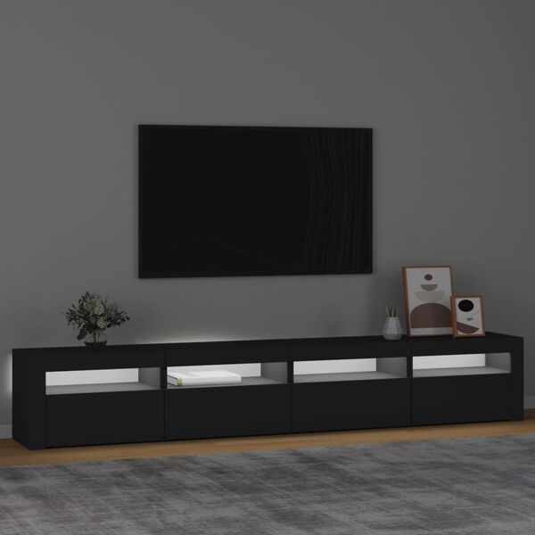 vidaXL Meuble TV avec lumières LED Noir 240x35x40 cm