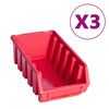 vidaXL Kit de bacs de stockage et panneaux muraux 34 pcs Rouge et noir