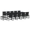 vidaXL Ensemble &agrave; manger de jardin 15 pcs noir textil&egrave;ne