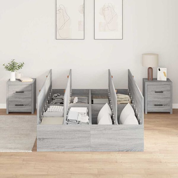 vidaXL Cadre de lit avec rangement Gris Sonoma 120 x 190 cm